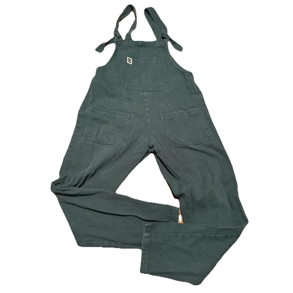 Lucy and Yak Jumpsuit Overalls Women's Size XS 30 Green Inseam 28 Square Pockets